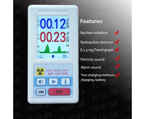 Радиационный дозиметр - радиометр профессиональный Kailishen GB188, счетчик гейгера, фото 3