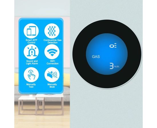 Умный датчик утечки газа WiFi с сиреной Yobang Security GS-85 wifi + Iphone&amp;Android App, фото 3