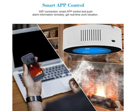 Умный датчик утечки газа WiFi с сиреной Yobang Security GS-85 wifi + Iphone&amp;Android App, фото 2