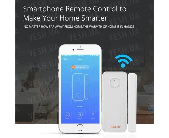 Умный wifi датчик открытия двери или окон Konlen KL-WD001, Iphone &amp; Android App, фото 5
