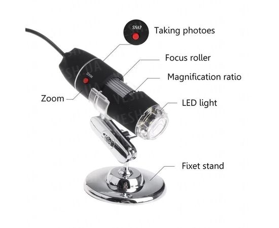 USB микроскоп электронный цифровой с увеличением 1600 x Ootdty DM-1600, 2 Мп, подсветка 8 LED, фото 5