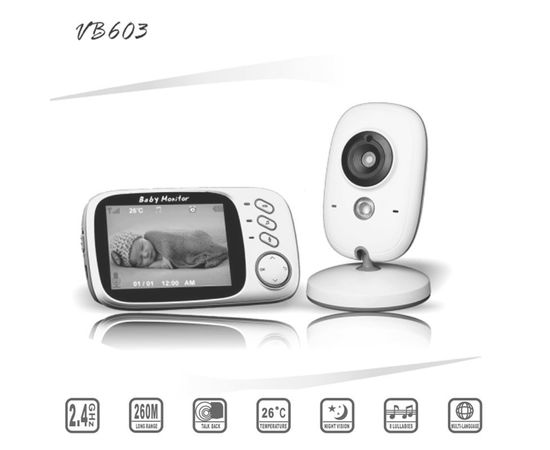 Видеоняня с обратной связью беспроводная Baby Monitor VB603, HD720P, 3.2" дисплей, датчик температуры, фото 2 Видеоняня с обратной связью беспроводная Baby Monitor VB603, HD720P, 3.2" дисплей, датчик температуры, фото 2