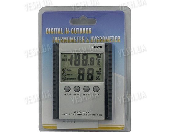 2-х дисплейный внутренне-наружный электронный термометр с выносным наружным датчиком, фото 5