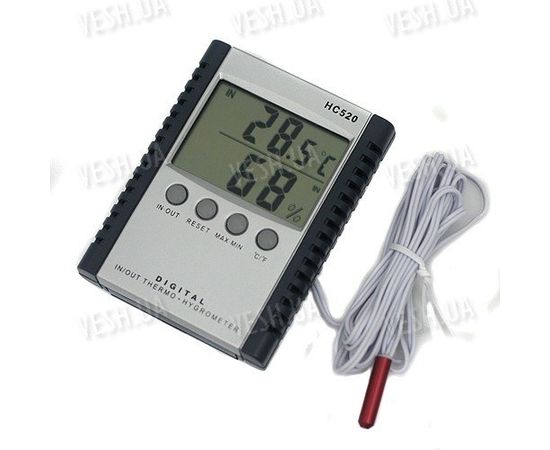 2-х дисплейный внутренне-наружный электронный термометр с выносным наружным датчиком, фото 3