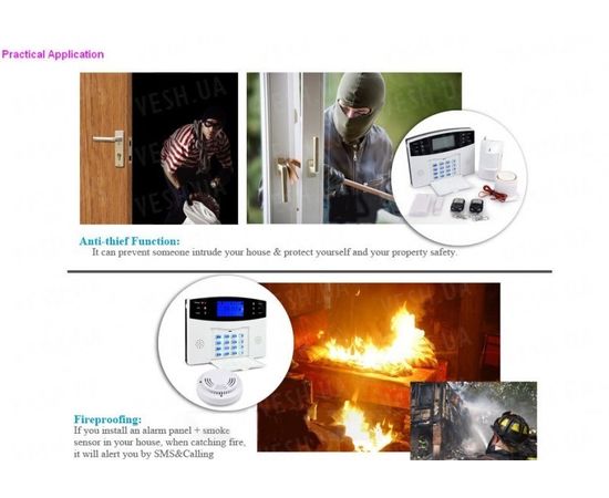 Универсальная GSM сигнализация с клавиатурой и LCD дисплеем с поддержкой проводных и беспроводных датчиков (модель GSM-007), фото 3