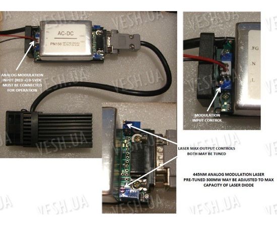 Лазерный модуль 445нм мощность от 0-1000мВт регулируется, фото 4 Лазерный модуль 445нм мощность от 0-1000мВт регулируется, фото 4