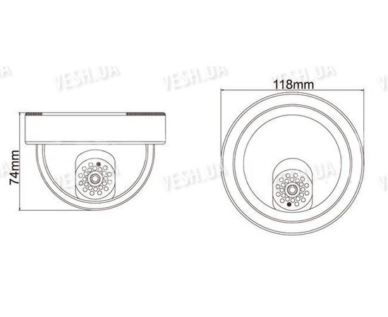 Внутрення купольная CCTV цветная охранная камера видеонаблюдения 1/3&quot; COLOR SONY Super HAD II, 600 TVL, 0 lux, ИК до 20 м (модель NCDMIR600), фото 2