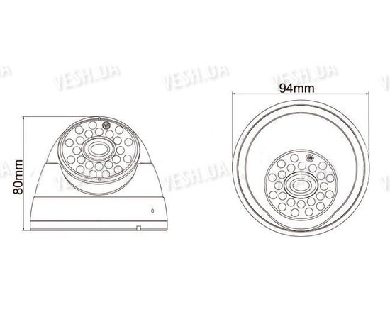 Наружная купольная CCTV цветная охранная камера видеонаблюдения 1/3&quot; COLOR SONY Super HAD, 540 TVL, 0 LUX, ИK до 20 метров (модель NIRE540), фото 2