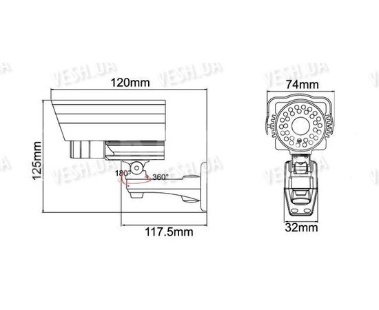 Уличная влагозащитная CCTV цветная охранная камера видеонаблюдения 1/3&quot; COLOR SONY Super HAD II, Effio-E, 480TVL, 0 LUX, ИК до 20 метров (модель NIS30E), фото 2