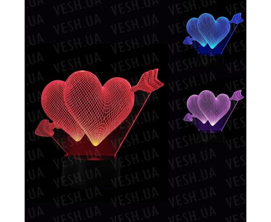 Товар распродан - 3D Светильник Сердца - Детские светильники, фото 1