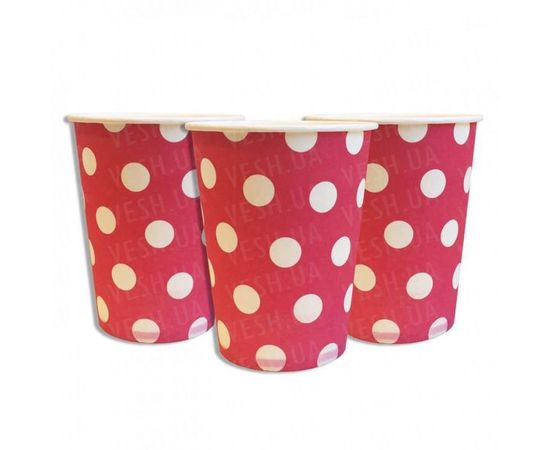 Товар распродан - Бумажные стаканчики Горошек красный уп. 10 шт - Одноразовая посуда, фото 1