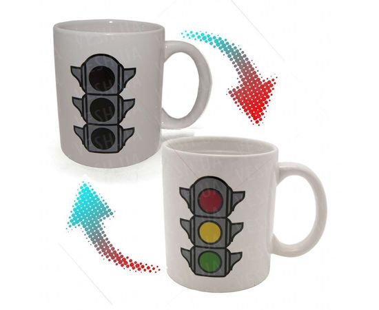 Товар распродан - Чашка хамелеон Светофор белая - Чашки, фото 1