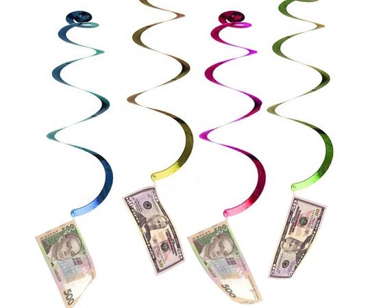 Товар распродан - Декор спиральки Денежный дождь уп. 6 шт - Аксессуары для праздника, фото 1 Товар распродан - Декор спиральки Денежный дождь уп. 6 шт - Аксессуары для праздника, фото 1