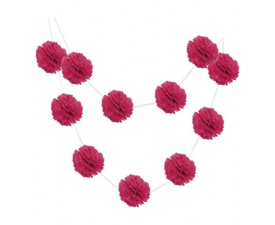 Товар распродан - Гирлянда Помпоны фуксия 0023 - Аксессуары для праздника, фото 1