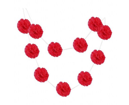 Товар распродан - Гирлянда Помпоны малиновый 0009 - Аксессуары для праздника, фото 1