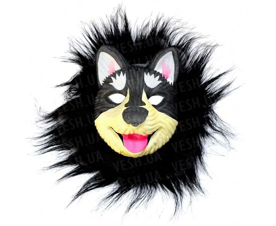 Товар распродан - Маска виниловая собака Хаски черная - Карнавальные маски, фото 1