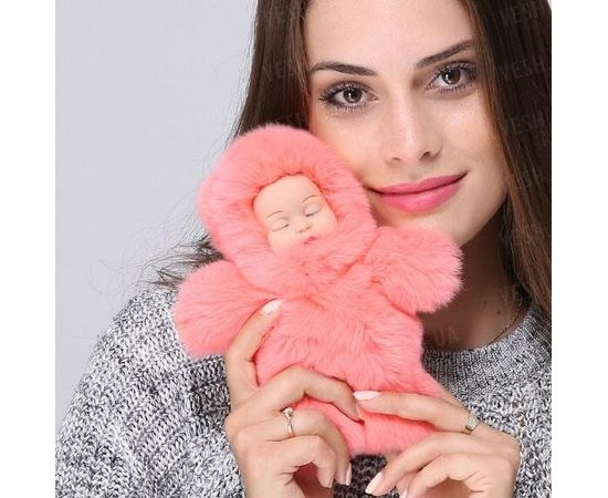 Товар распродан - Меховой брелок на сумку. Куколка. 19см. Персиковый - Аксессуары для сумок, фото 1