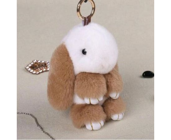 Товар распродан - Меховой брелок (рыжий с белым) на сумку в виде зайчика (Натуральный мех) - Аксессуары для сумок, фото 1