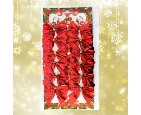 Товар распродан - Новогодний декор Бантики уп. 12 шт. красный - Новогодние игрушки и украшения, фото 1