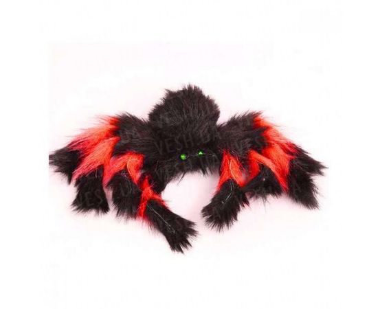 Товар распродан - Паук из меха 30см (черный с красным) - Аксессуары для праздника, фото 1