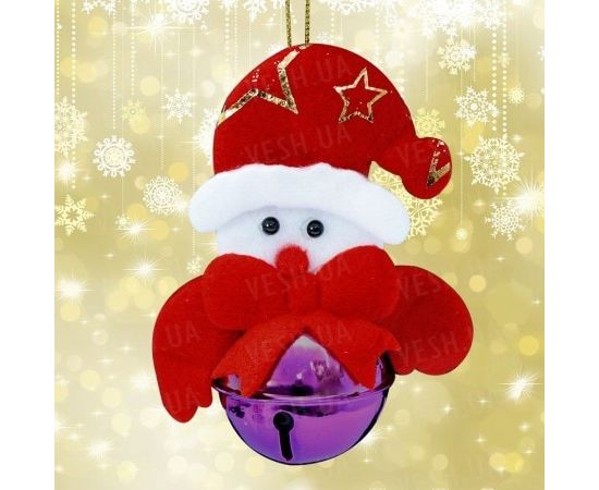 Товар распродан - Подвеска бубенчик Снеговик фиолетовый - Новогодние игрушки и украшения, фото 1