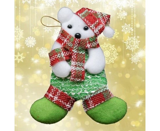 Товар распродан - Подвеска мягкая Мишка зеленый - Новогодние игрушки и украшения, фото 1