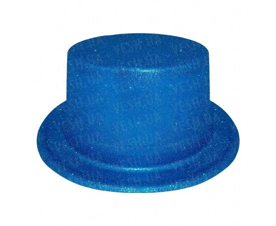 Товар распродан - Шляпа детская Цилиндр блестящая голубая - Карнавальные шляпы, фото 1