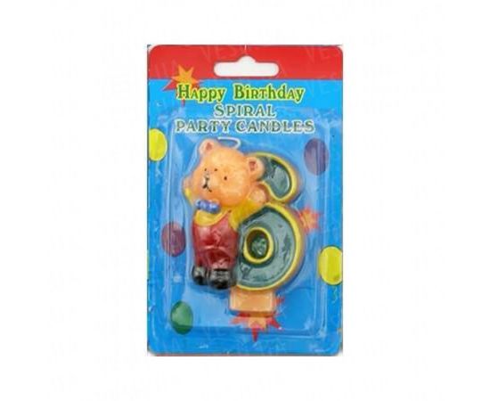 Товар распродан - Свеча Цифра с Медвежонком 6 - Свечи для торта, фото 1