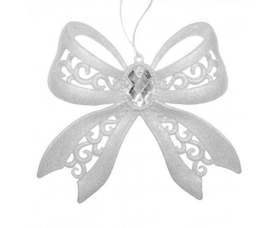 Товар распродан - Украшение Бант пластик 12х13см белый - Новогодние игрушки и украшения, фото 1