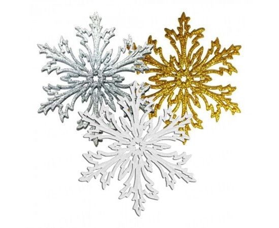 Товар распродан - Украшение Снежинка Морозко ажурная 12х12 см ассорти - Новогодние игрушки и украшения, фото 1