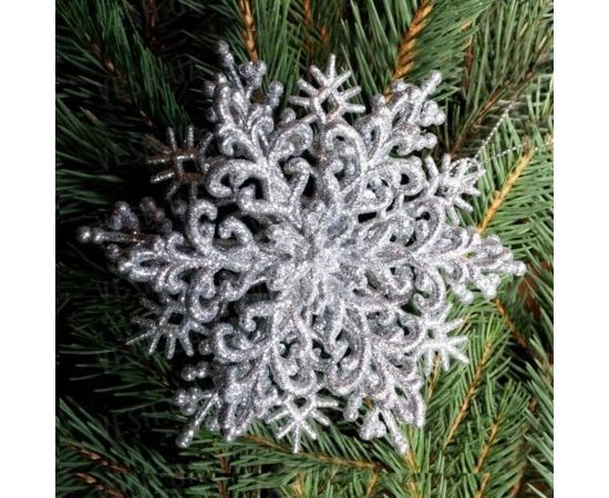 Товар распродан - Украшение Снежинка объемная Классика 12х12 см серебро - Новогодние игрушки и украшения, фото 1
