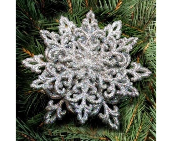 Товар распродан - Украшение Снежинка объемная Кристалл 12х12 см серебро - Новогодние игрушки и украшения, фото 1