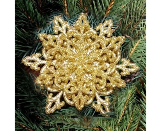 Товар распродан - Украшение Снежинка объемная Кристалл 12х12 см золото - Новогодние игрушки и украшения, фото 1