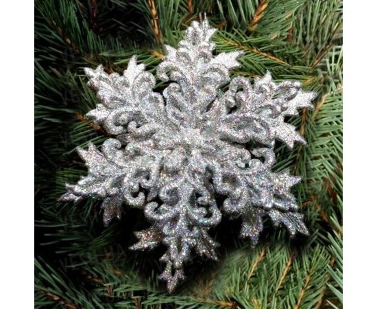 Товар распродан - Украшение Снежинка объемная Морозко 12х12 см серебро - Новогодние игрушки и украшения, фото 1