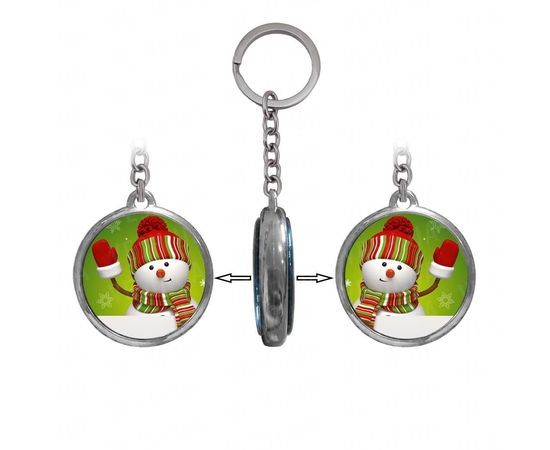 Товар распродан - Брелок двухсторонний 2018 Снеговик зеленый - Брелки, фото 3