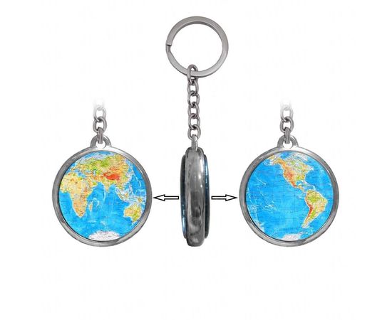 Товар распродан - Брелок двухсторонний Глобус голубой - Брелки, фото 3