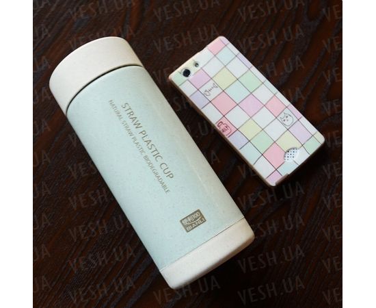 Товар распродан - Бутылка из биопластика 300 мл. Двойная стенка. Голубой - Бутылки для напитков и воды, фото 2