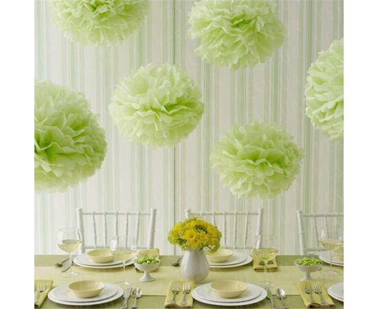 Товар распродан - Декор бумажные Помпоны 35 см салатовый 0013 - Аксессуары для праздника, фото 5