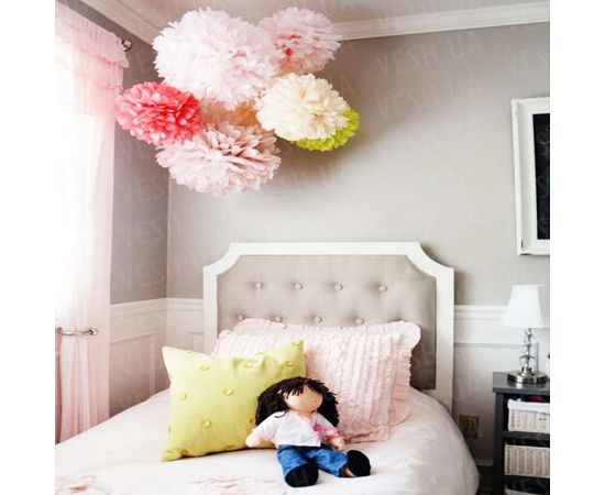 Товар распродан - Декор бумажные Помпоны 35 см шампань 0017 - Аксессуары для праздника, фото 5