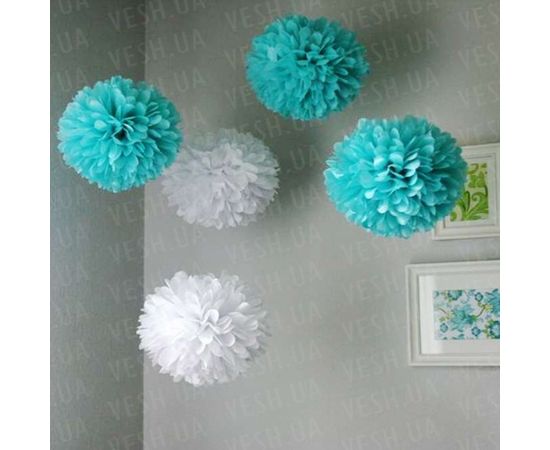 Товар распродан - Декор бумажные Помпоны 40 см салатовый 0013 - Аксессуары для праздника, фото 2