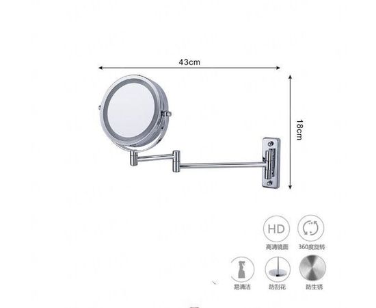 Товар распродан - Двойное зеркало для бритья макияжа с креплением на стену 5Х - Зеркала косметические, фото 2