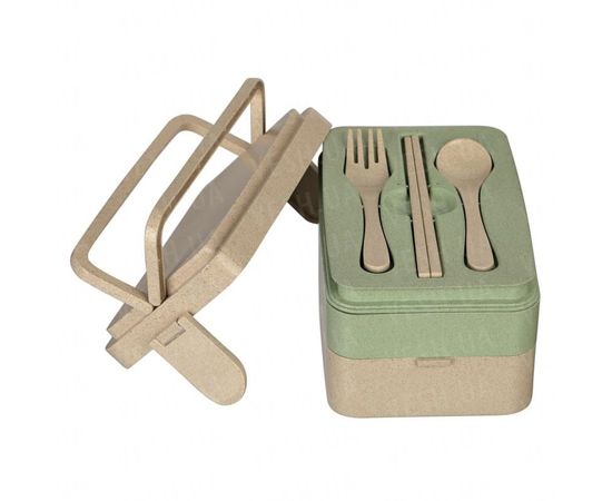 Товар распродан - Ланчбокс из биопластика, 3 этажа Зеленый - Ланчбоксы, фото 2