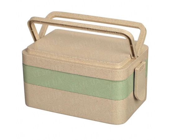 Товар распродан - Ланчбокс из биопластика, 3 этажа Зеленый - Ланчбоксы, фото 3