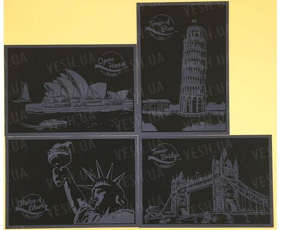Товар распродан - Набор 4-х скретч-открыток Лондон - Открытки и подарочные конверты, фото 2