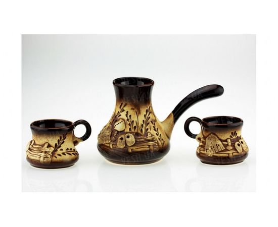 Товар распродан - Набор кофейный с камином колорит, 4 предмета - Чайники и чайные сервизы, фото 3