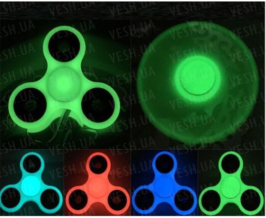 Товар распродан - Спиннер фосфорный с подшипниками светящийся. Серый - Волчки спиннеры, фото 3