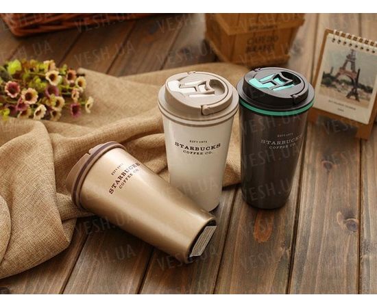 Товар распродан - Термокружка с ручкой Starbucks Золото - Термосы и термокружки, фото 2