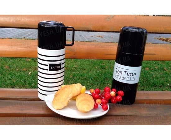 Товар распродан - Термос TEA TIME 350 мл. Черный с белой полосой - Термосы, фото 2