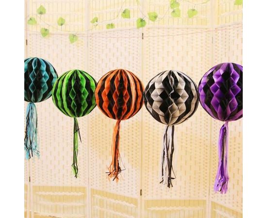 Товар распродан - Бумажный шар соты полосатый 30 см белый - Новогодние игрушки и украшения, фото 2