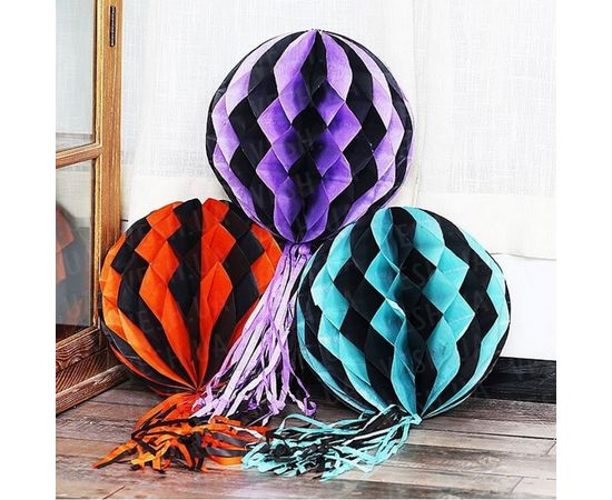 Товар распродан - Бумажный шар соты полосатый 30 см белый - Новогодние игрушки и украшения, фото 3